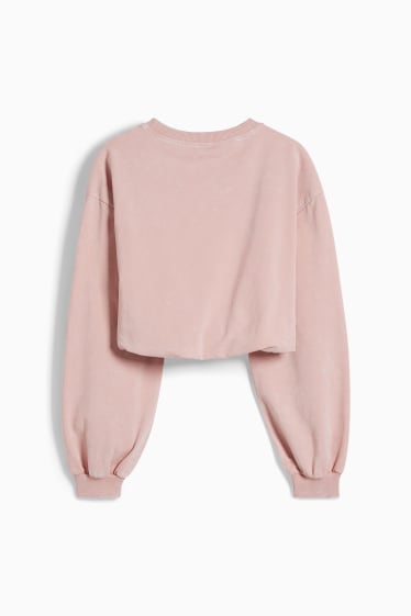 Adolescenți și tineri - CLOCKHOUSE - bluză crop de molton - roz