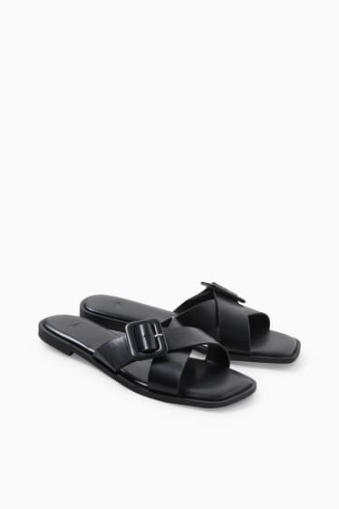 Damen - Sandalen - Lederimitat - schwarz