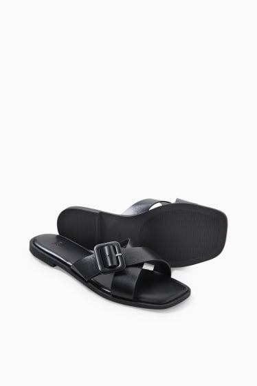 Women - Sandals - faux leather - black