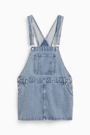 Adolescenți și tineri - CLOCKHOUSE - rochie-salopetă din denim - denim-albastru deschis