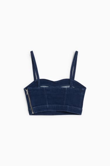 Women - CLOCKHOUSE - denim bodice - LYCRA® - blue denim