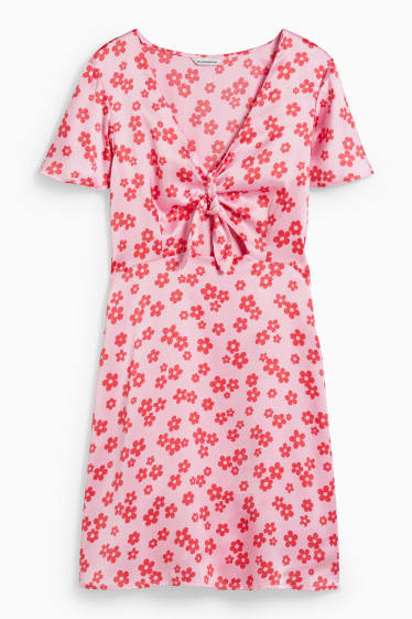 Dámské - CLOCKHOUSE - saténové šaty - s květinovým vzorem - růžová