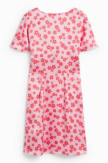 Dámské - CLOCKHOUSE - saténové šaty - s květinovým vzorem - růžová