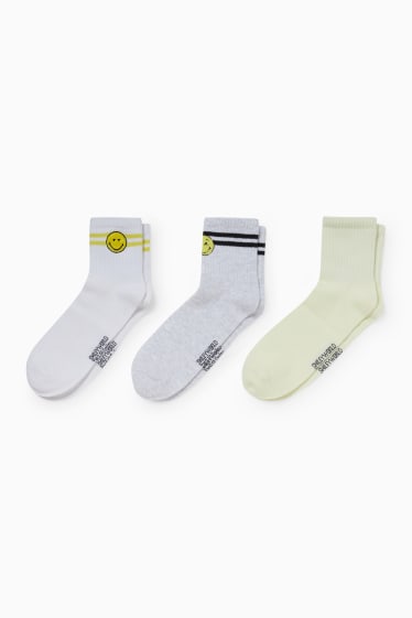 Femei - Multipack 3 perechi - șosete cu motive - SmileyWorld® - gri deschis melanj