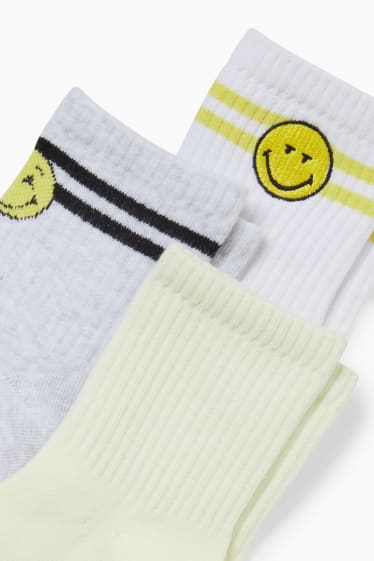 Femei - Multipack 3 perechi - șosete cu motive - SmileyWorld® - gri deschis melanj