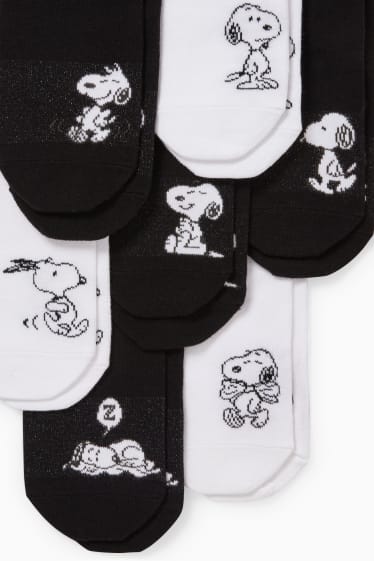 Femmes - Lot de 7 paires - chaussettes de sport à motif - Snoopy - noir