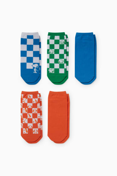 Damen - Multipack 5er - Sneakersocken mit Motiv - Snoopy - grün