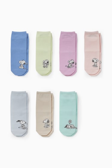 Femmes - Lot de 7 paires - chaussettes de sport à motif - Snoopy - blanc crème