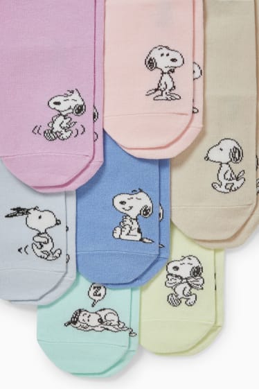 Dona - Paquet de 7 - mitjons turmellers amb dibuix - Snoopy - blanc trencat