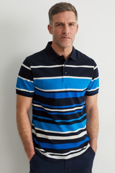 Mężczyźni - Koszulka polo - w paski - ciemnoniebieski