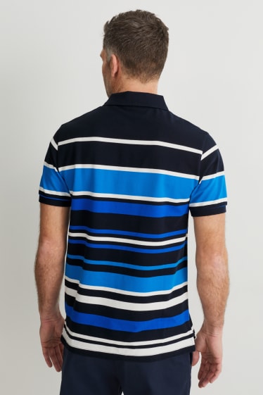 Herren - Poloshirt - gestreift - dunkelblau