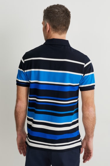 Heren - Poloshirt - gestreept - donkerblauw