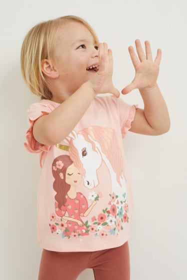 Kinderen - Set van 3 - T-shirt - fuchsiarood