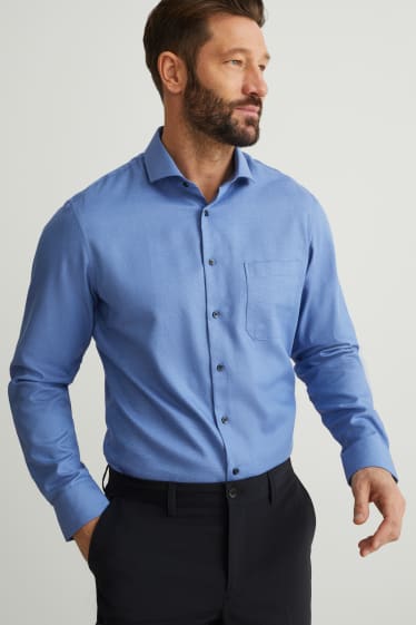 Hommes - Chemise de bureau - regular fit - col cutaway - facile à repasser - bleu