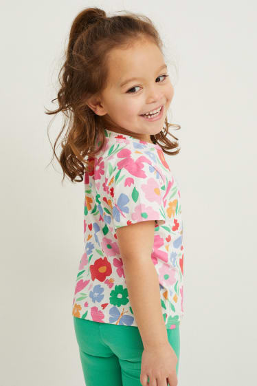 Enfants filles - T-shirt - à fleurs - blanc crème