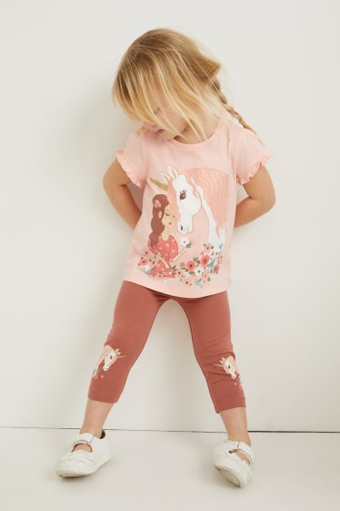 Enfants - Lot de 3 - licorne - leggings - marron / rose