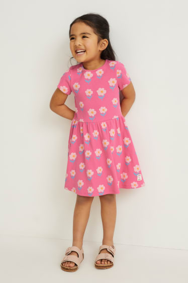 Bambini - Vestito - a fiori - fucsia