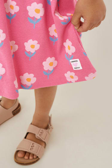 Bambini - Vestito - a fiori - fucsia