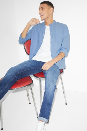 Uomo - Camicia - regular fit - collo alla coreana - azzurro