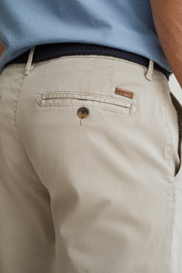 Pánské - Kalhoty chino s páskem - regular fit - taupe