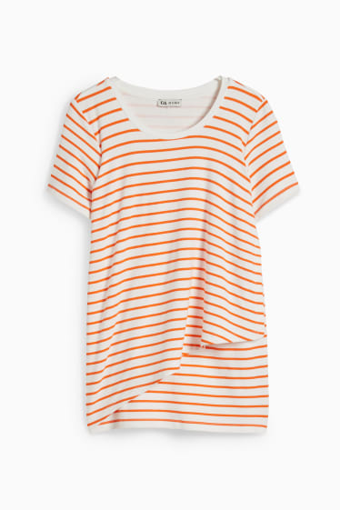 Femei - Tricou pentru alăptare - cu dungi - alb / portocaliu