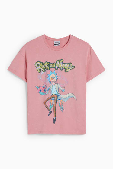 Femmes - CLOCKHOUSE - T-shirt - Rick et Morty - corail