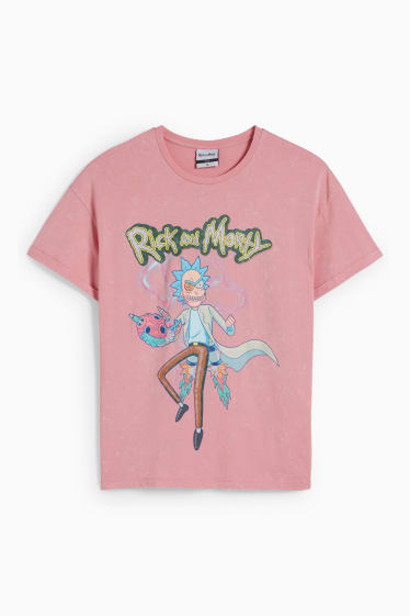 Mujer - CLOCKHOUSE - camiseta - Rick y Morty - coral