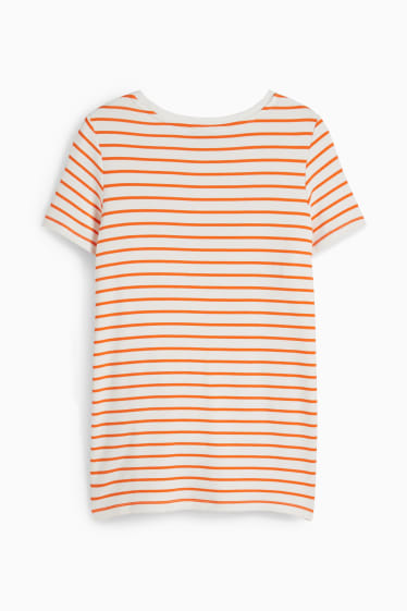 Women - Nursing T-shirt - striped - white / orange
