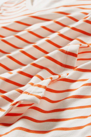 Dames - Voedings-T-shirt - gestreept - wit / oranje