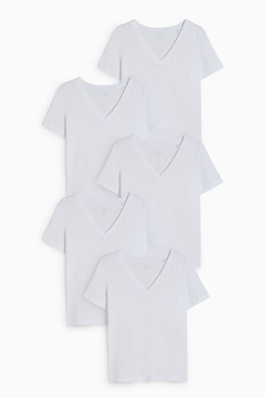 Donna - Confezione da 5 - t-shirt - bianco