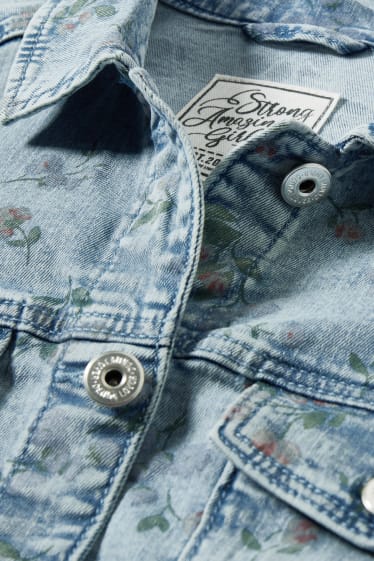 Bambini - Giacca di jeans - a fiori - jeans azzurro