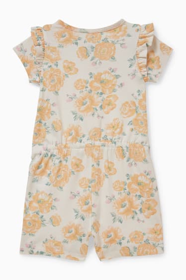 Baby: meisjes - Baby-jumpsuit - gebloemd - crème wit