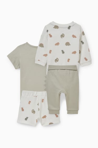Babys - Multipack 2er - Dino - Baby-Outfit - 4 teilig - weiß / grün