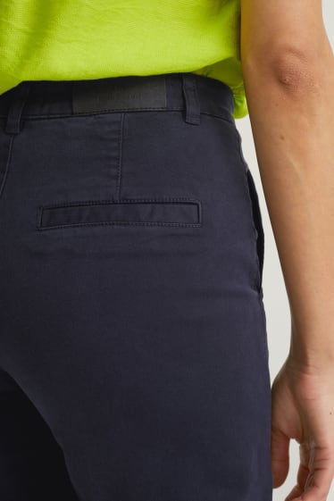 Donna - Pantaloni - vita alta - gamba larga - blu scuro