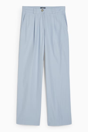 Femmes - Pantalon de toile - high waist - wide leg - bleu clair