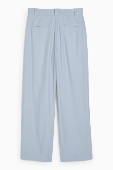Kobiety - Spodnie materiałowe - wysoki stan - szerokie nogawki - jasnoniebieski