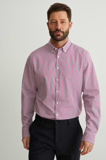 Herren - Businesshemd - Slim Fit - Button-down - bügelleicht - dunkelrosa