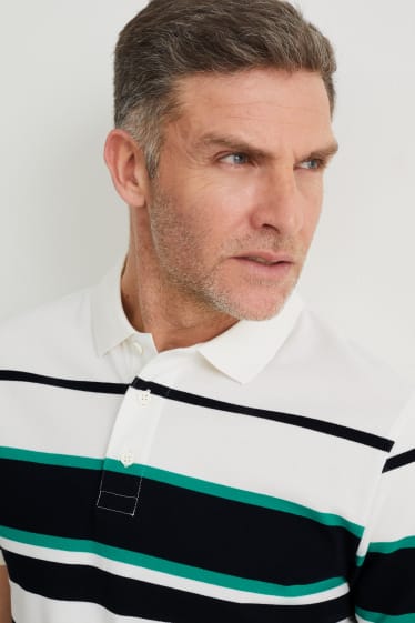 Herren - Poloshirt - gestreift - weiß