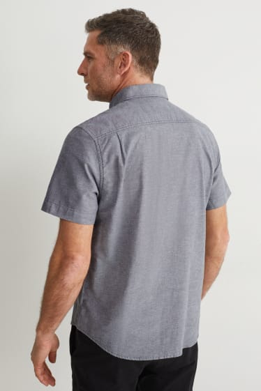 Heren - Overhemd - regular fit - button down - grijs-mix