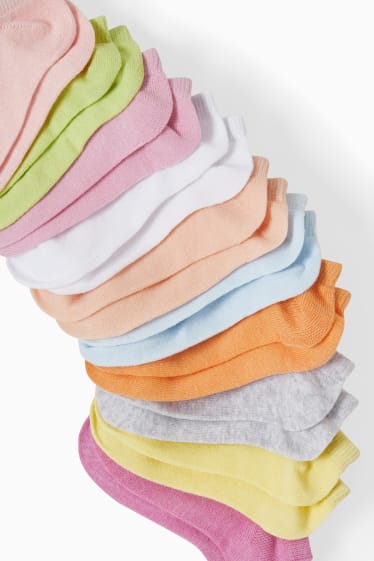 Kinderen: meisjes - Set van 10 paar - sneakersokken - oranje / geel