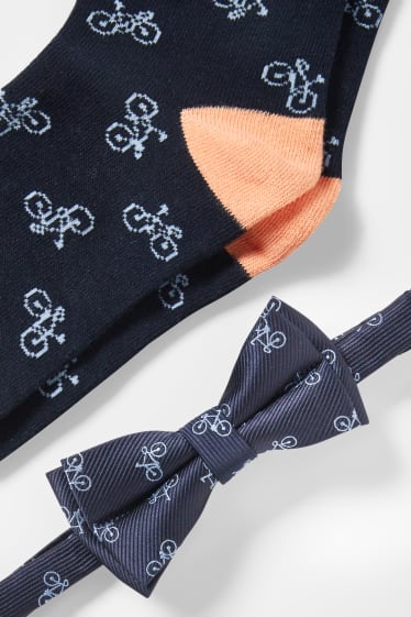 Children - Set - bow tie and socks - 2 piece - patterned - dark blue