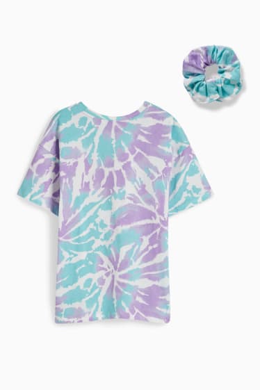 Kinderen - Set - T-shirt en scrunchie - 2-delig - mintgroen