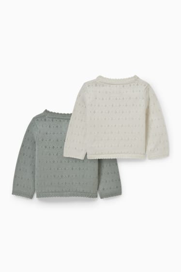 Bébés - Lot de 2 - gilets en maille pour bébé - blanc / vert