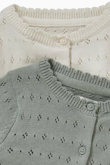 Baby Mädchen - Multipack 2er - Baby-Strickjacke - weiss / grün