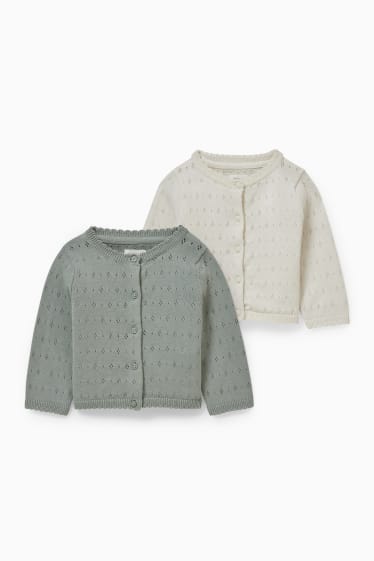 Baby Mädchen - Multipack 2er - Baby-Strickjacke - weiss / grün