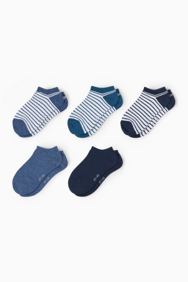 Niños - Pack de 5 - calcetines tobilleros - de rayas - azul