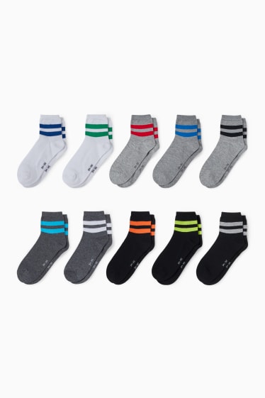Kinderen - Set van 10 paar - sokken - zwart / grijs