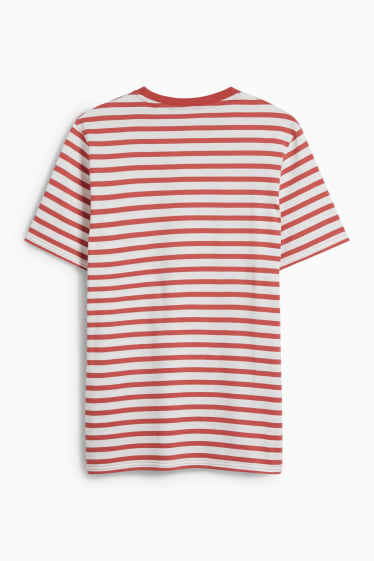 Men - T-shirt  - striped - terracotta