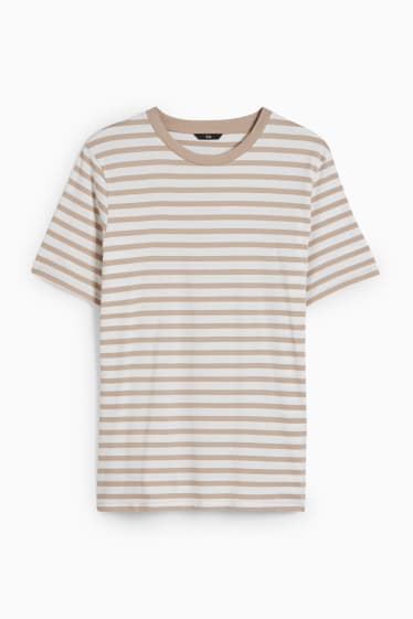 Uomo - T-shirt - a righe - bianco / beige