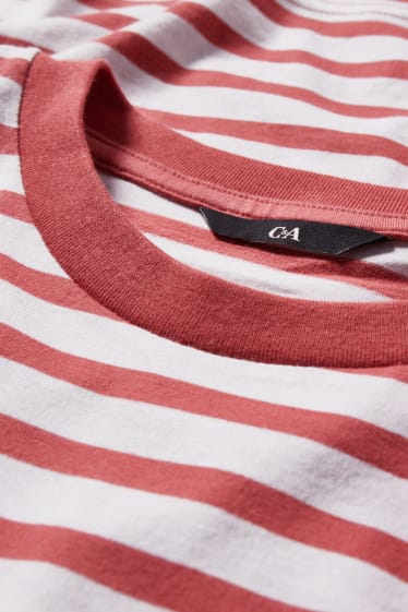 Men - T-shirt  - striped - terracotta